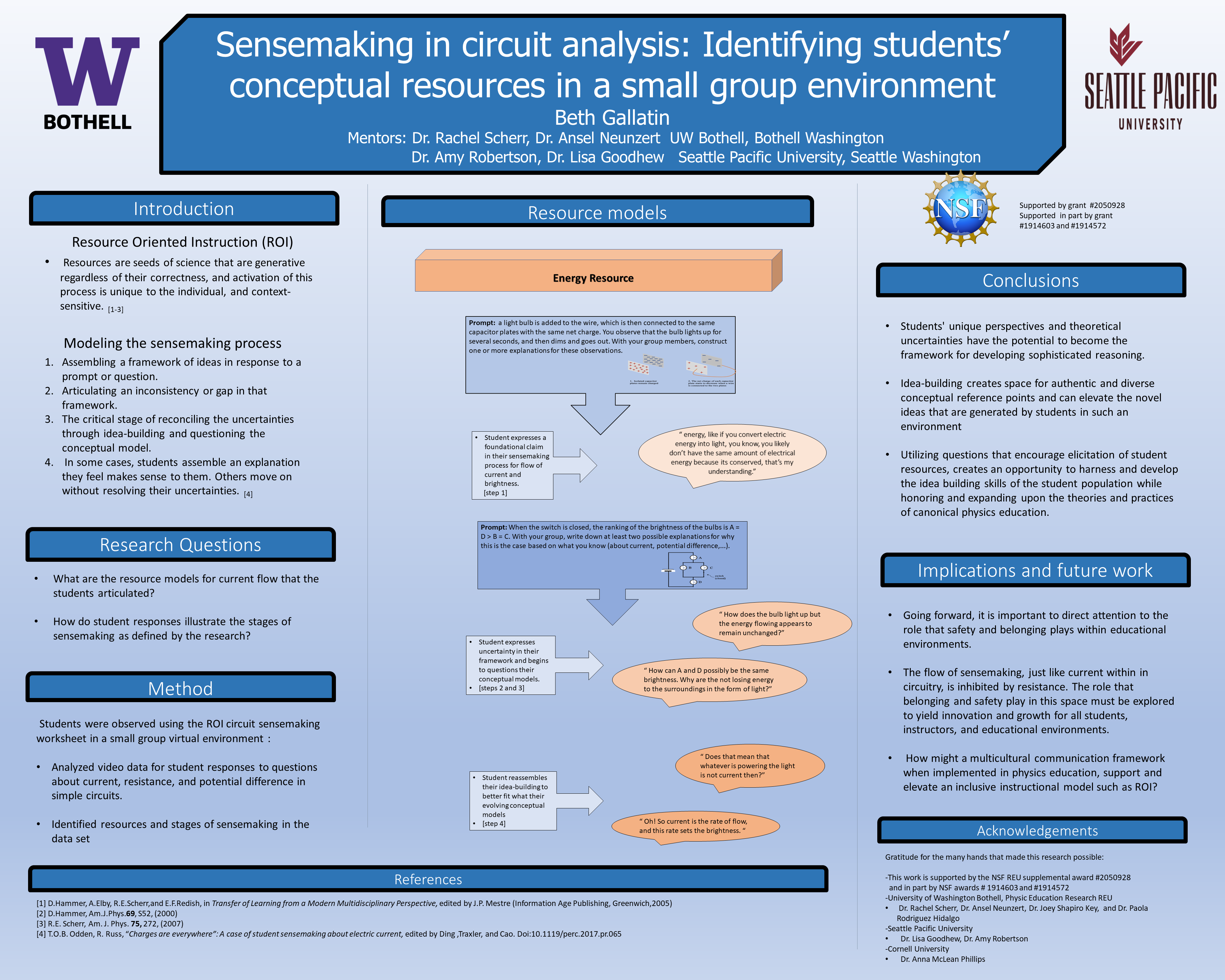 Students' Sense-Making Processes using Resource Oriented Practices for Circuitry Analysis in Introductory Physics poster